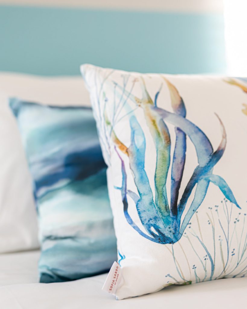 Aquatic watercolour inspired prints on luxury cotton fabric 