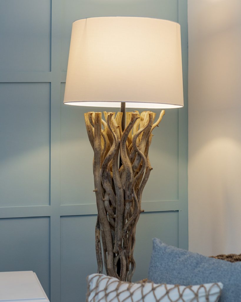 Driftwood lamp for coastal interior home decor