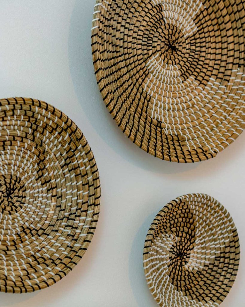 African wovan baskets with ethnic pattern